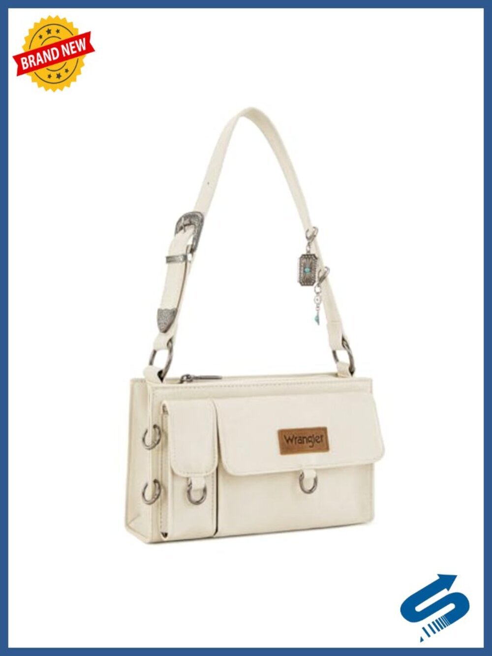 Faux Leather Shoulder Bag with Detachable Charms